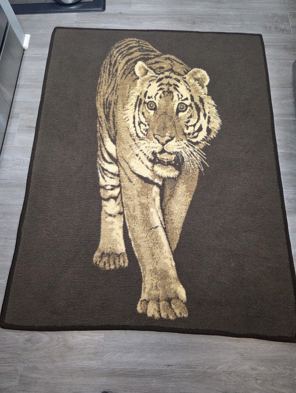 Vintage Tiger Throw Blanket Biederlack?? Approx Sz 60 X 46 Reversable 80's ??